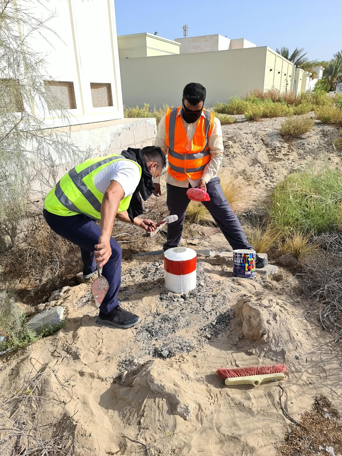 Fortress Surveying team marking a control pillar